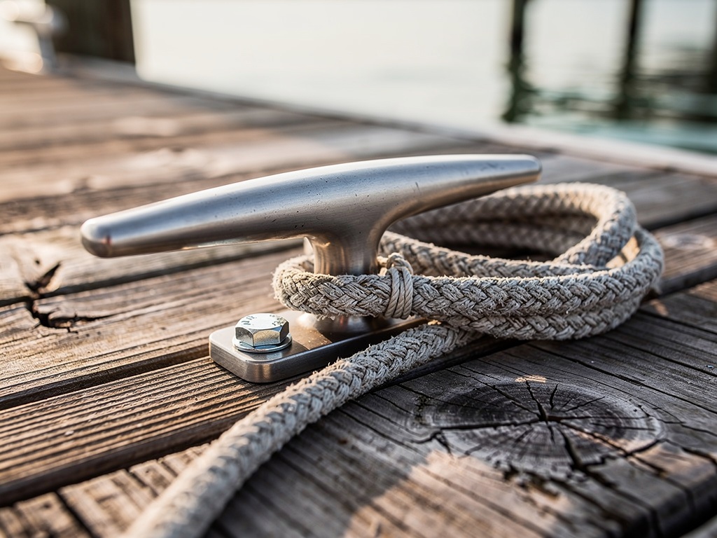 316 stainless steel hardware detail on marine-grade lumber
